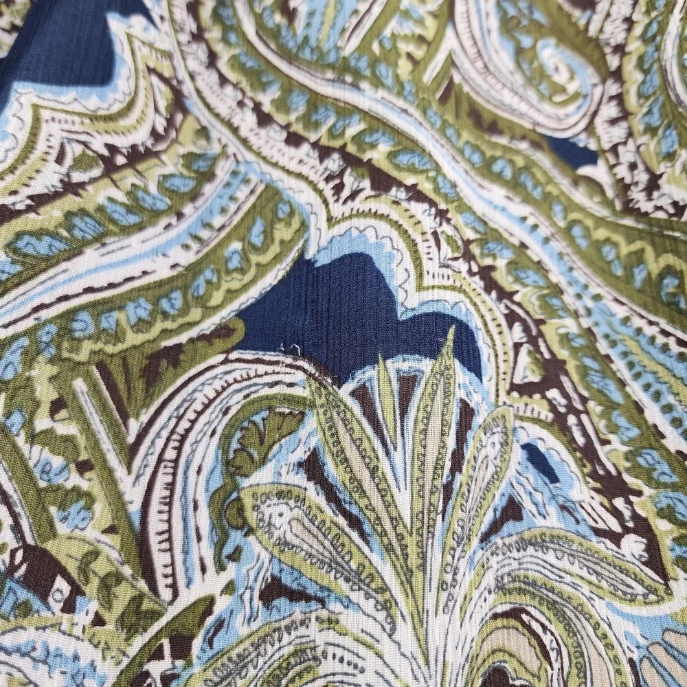 Vintage CJ Banks Skirt Womens X (14W) Blue Paisley Floral Ruffle Hem Chiffon